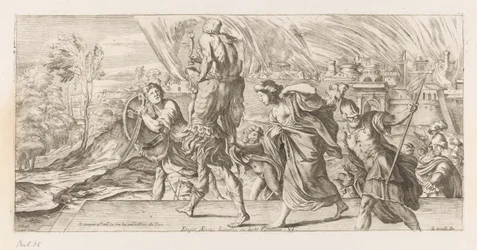 Aeneas vlucht met zijn familie uit Troje Aeneas megmentése az ellenséges szülő válláról (cím a tárgyon) Omzwervingen van Aeneas (sorozat címe) Caracci L