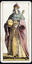 A Papesse Jeanne, amelyet C.M.Mitelli Tarot-kéziratának játékán ábrázoltak