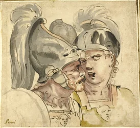 Két sisakos katona beszélget