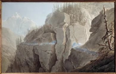 Az első olasz hadjárat (1796-1797): „” Bonaparte Napóleon (1769-1821) seregének franciái 1800.05.21-én arra kényszerítik az ellenséget, hogy hagyják el La Clusse (Cluse) megerősített szennyeződését a Vallee d
