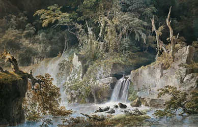 Táj vízeséssel, Giuseppe Pietro Bagetti (1764-1831).
