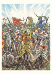 A francia lovagok támadása az azincourt-i csatában (1415. október 25.)