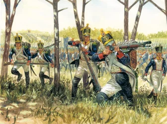 Első birodalom: Voltigeurs - Első birodalom: francia csetepaté voltigeurs - Illusztráció: Giuseppe Rava