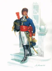 Portrait en pied de Joachim Murat (1767-1815) jeune militaire - Az ifjú Joachim Murat portréja - Giuseppe Rava illusztrációja.