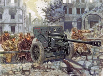 II. világháború: Világháború: orosz páncéltörő löveg - Illusztráció: Giuseppe Rava