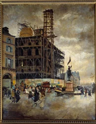 Place de pyramides a marsan pavilon építése (Párizs) 1880-ban. Guiseppe Nittis festménye (1846-1884) Ec. Ital