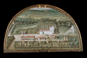 Kilátás a Villa di Colle Salvettire Livorno közelében, Olaszországban (Tempera