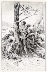 Illusztráció a „Wolfe-val Kanadában, avagy Egy kontinens megnyerése” című művéből, G.A. Henty, kocsma. Blackie and Son Ltd., 1887