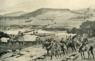 French és Hutton tábornok átkel a Vaalon Transvaal területére, 1901.