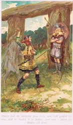 Hadur vette a fagyöngyöt Louitól, illusztráció Alice S. Hoffman 1926-ban megjelent "The Book of Sagas" című könyvéből.