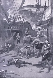 A camperdowni csata 1653. július 29-31., illusztráció a brit szárazföldi és tengeri csatákból, 1915