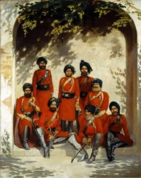 Az indiai hadsereg tisztjei és altisztjei, 2. lovasezred, Punjab határőrség, 1863 körül