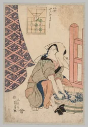 Ülő nő, aki ruhát mos egy fakádban, 1786-1864.