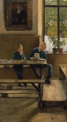Az árvaházban, 1886 körül (olaj, tábla)