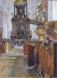 A hamburgi Szent Mihály belseje, 1890 (pasztell, papíron)