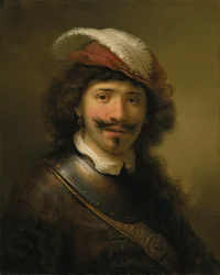 Szurdokot és tollas kalapot viselő férfi portréja, 1636.