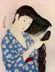 Haját fésülő japán nő, 1920-1930