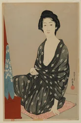 Nyári ruhás nő, Taisho korszak, 1920. június (színes fatömbnyomat)