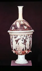 Pyxis fedővel, Kr.e. 200-180 körül (kerámia)