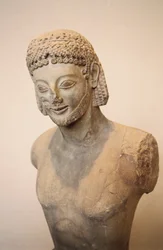 Rampin lovas, márvány lovas szobor, Kr.e. 550 körül, görög civilizáció, ie 6. század Részlet