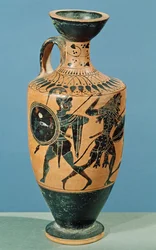 Padlás stílusú Lekythos, Herkulest és az Amazonokat ábrázolja (kerámia)