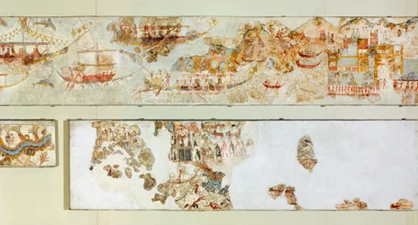 Tengerészeti expedíciók, Akrotiri freskó, Thera (ma Santorini), Görögország, Minószi civilizáció