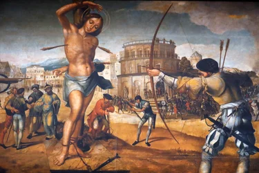 Krisztus kolostora. Gregorio Lopes portugál festő Szent Sebestyén mártíromsága. Tomar. Portugália.