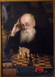 Sakk önmaga ellen (Sakk önmagával). Grigorij (Grigorij, Grigorij) festménye Grigorjevics Myasoyedov (Myasoedov, Miasoedov) (1834-1911), olaj, vászon