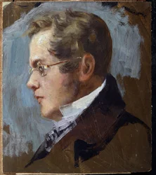 Portré du poete herceg, Piotr Andreievich Viazemski (Pierre Wiazemsky) (1792-1878) (Pjotr. A. Vjazemszkij költő herceg portréja). Grigorij életműve (Grigorij, Grigorij) Grigorjevics Myasoyedov (Myasoedov, Miasoedov) (1834-1911), huile sur karton. Művészet