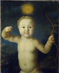 Az orosz Alekszisz Petrovics Tsarevics portréja (1690-1718). (Oroszországi Alekszej Petrovics Carevics portréja). A babát ábrázolja Erosban, meztelenül tartja az íját, és akit az éjszaka közepén a nap lepte el. Grigorij Dmitrijevics Molcsanov festménye (kb