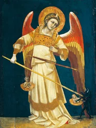 Mihály arkangyal lelkeket mérlegel, 1354 körül, Guariento műve (1338-1367 vagy 1370 között működött)