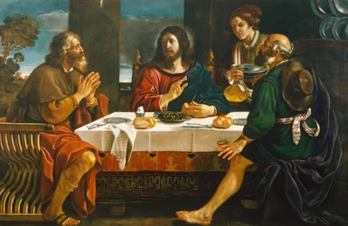 Vacsora Emmausban, Giovanni Francesco Barbieri, Guercino (1591-1666), olaj, vászon