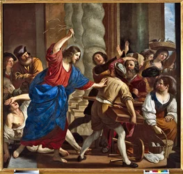 Krisztus elűzi a pénzkölcsönzőket a templomból Giovanni Francesco Barbieri dit Il Guercino (A Guerchin) festménye (1591-1666)