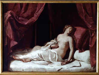 Kleopátra királynő halála VII. Kleopátra öngyilkossága Thea Philopator (Kr. e. 69-30), az ókori Egyiptom királynője - (Kleopátra királynő halála) Guercino (Giovan Francesco Barbieri) festménye (Guerchin) (1591-1666 Di2m) 3173x cm Genes, Musei di Strada