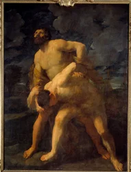 Herkules, aki Achelous Herkulesszal küszködik a görög folyó fedélzetén. Guido Reni dit le Guide (1575-1642) festménye 1620 V. 2,61 X 1,92 m