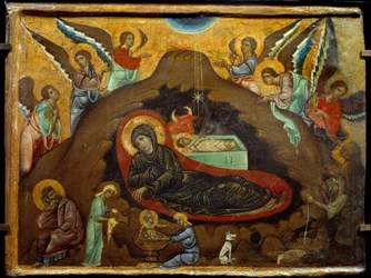 A betlehemes. Guido Da Siena festménye (13. század). Tempera fán. Mérete: 3,64 x 4,75 cm.