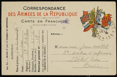 Képeslap Jean Mollet-nek, 1915