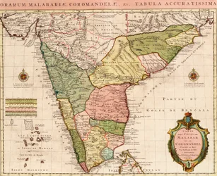 Az Indiai-óceán térképe, 1722 körül (színes metszet)