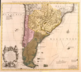 Paraguay, Chile és Magellán-föld (Argentína) térképe (rézkarc