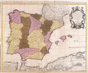 Az Ibériai-félsziget, a Portugál Királyság és a Spanyol Királyság térképe (rézkarc