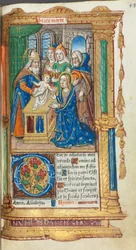 Nyomtatott Órakönyv (római használat): fol. 40r, Bemutatás a templomban.