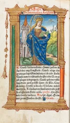 Nyomtatott órakönyv Róma használata: fol. 110v, Szent Borbála, 1510.
