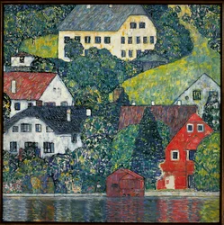 Házak Unterachban, az Attersee partján, kb. 1916