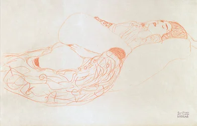 Fekvő félmeztelen (maszturbál), 1912-13 (szangvinikus papíron)