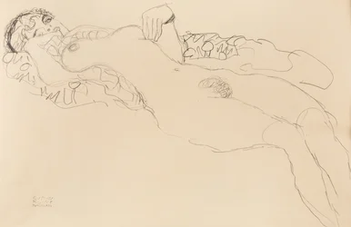 Fekvő női akt, balra, 1917.