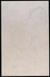 Nő jobbra dőlve, hosszú hajjal, 1910-11 körül