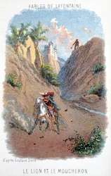 Mesék a La Fontaine-ből: Az oroszlán és a Moucheron, Gustave Doré nyomán.