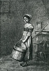 Cosette vödröt visz, illusztráció Victor Hugo «A nyomorultak» című művéből