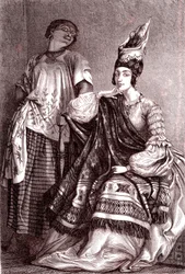 Signare, a vegyes származású francia-afrikai nők Saint-Louis városában, Szenegálban. 1861