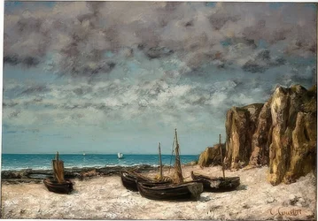 Hajók az Etretat strandon. 1872/75 körül